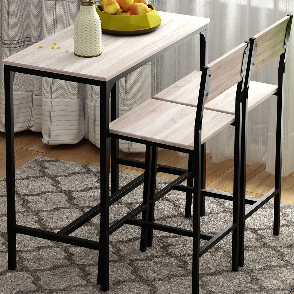 Portland 2 Seater Wood Effect Table with Stools Image 1
