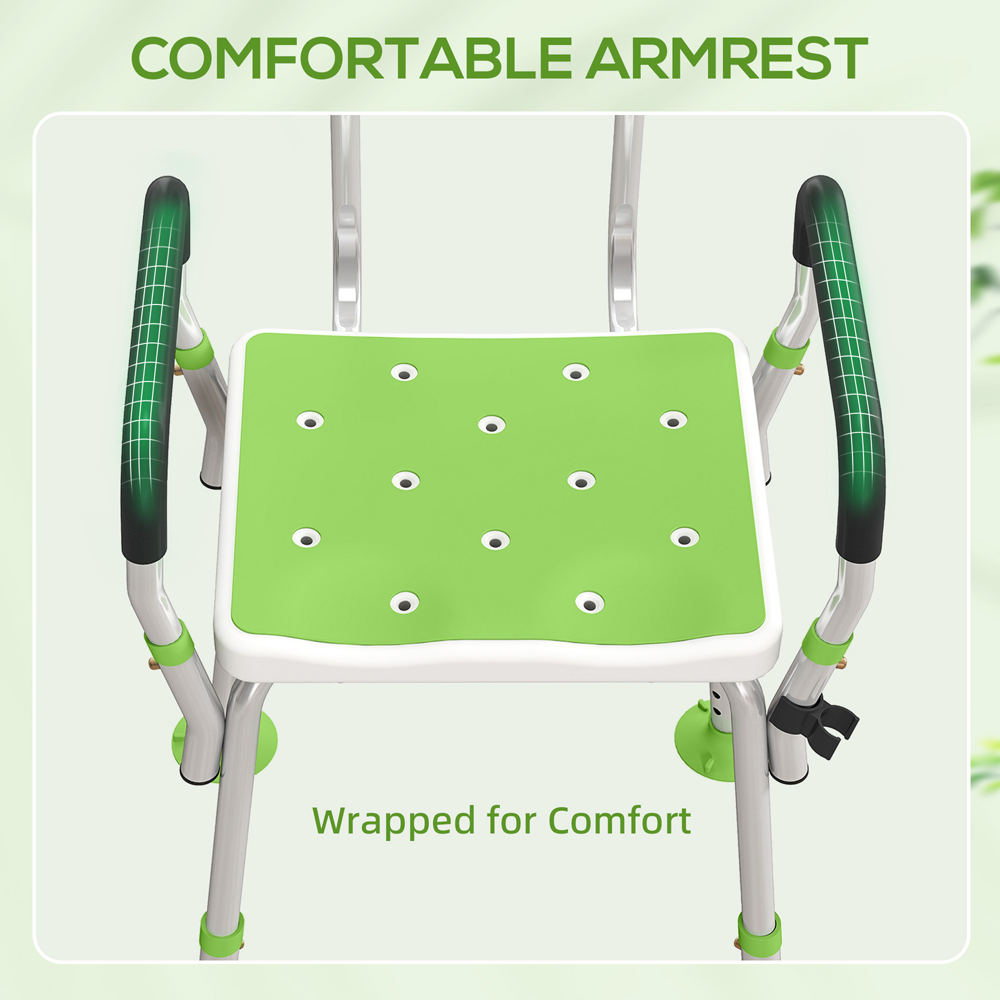 HOMCOM Green Aluminium Height Adjustable Padded Shower Stool Image 5