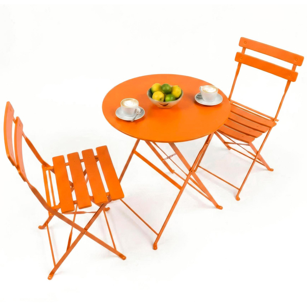 Harbour Housewares Sussex 2 Seater Orange Round Bistro Set Image 2