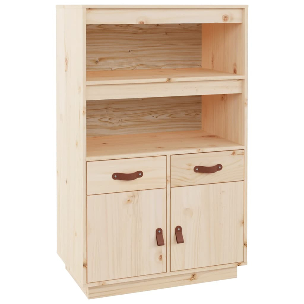 vidaXL 2 Door 2 Drawer 2 Shelf Solid Pine Wood Highboard Image 2