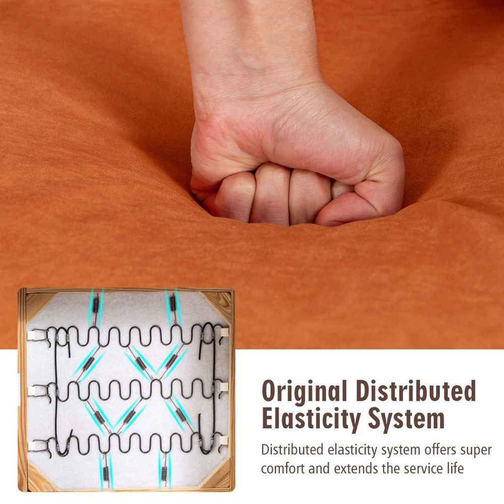 Costway Orange Padded Accent Chair with Footstool Image 9