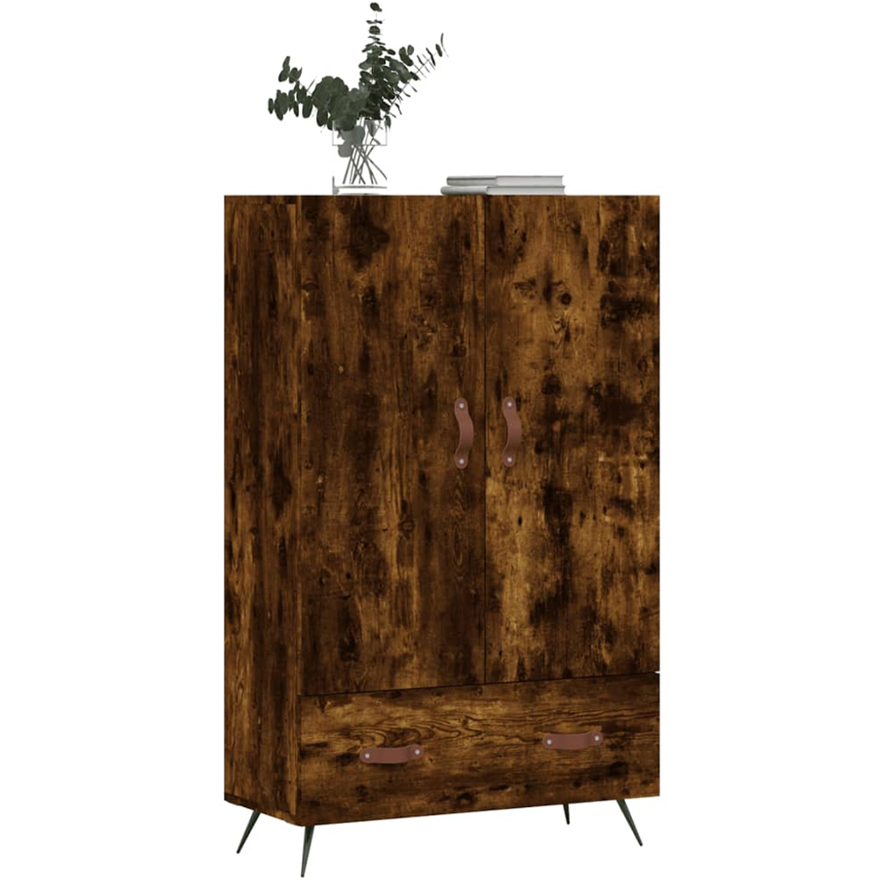 vidaXL 2 Door Single Drawer Smoked Oak Highboard Image 4
