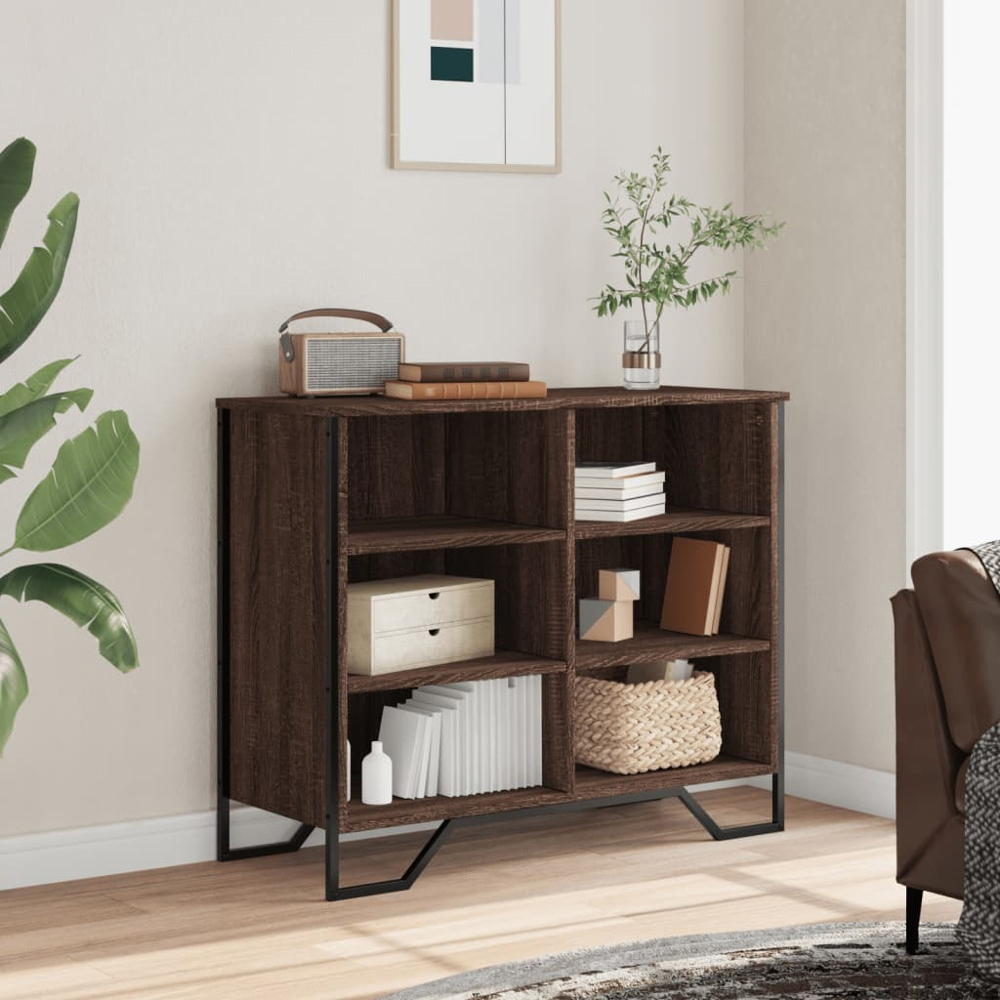 vidaXL 6 Shelf Brown Oak Sideboard Image 8
