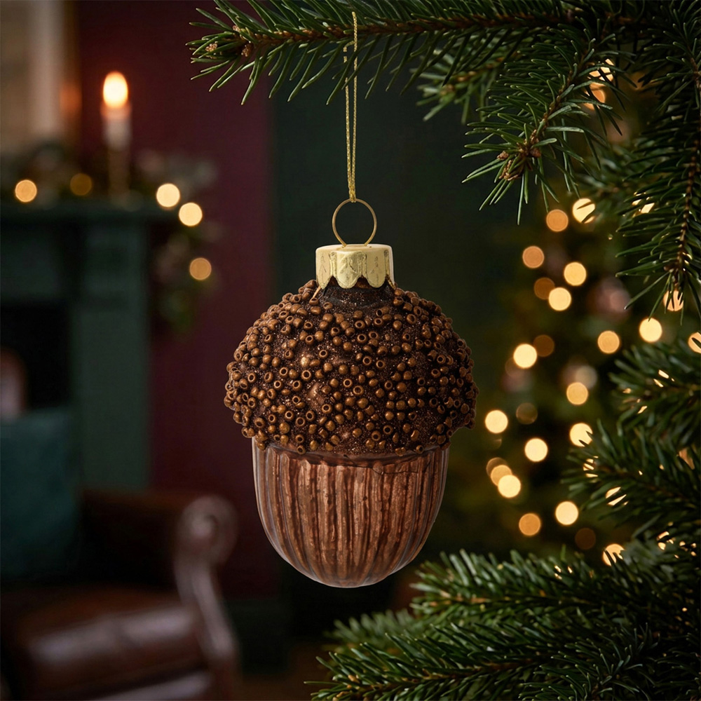 Hanging Glass Ornament Acorn or Mushroom Image 2