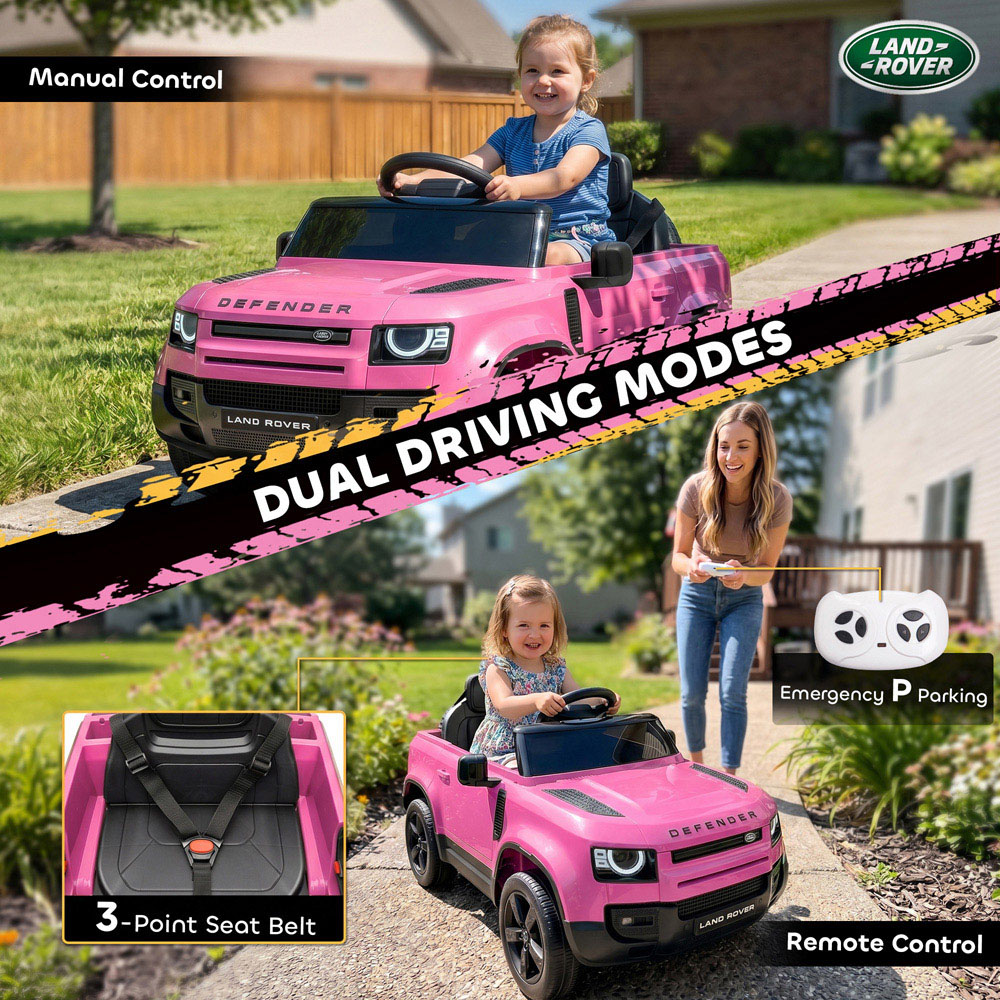 AIYAPLAY Kids Pink Licensed Land Rover Defender Ride-On Electric Car with Remote Control 12V Image 8
