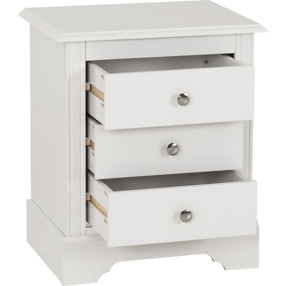 Seconique Stratford 3 Drawer White Bedside Table Image 4