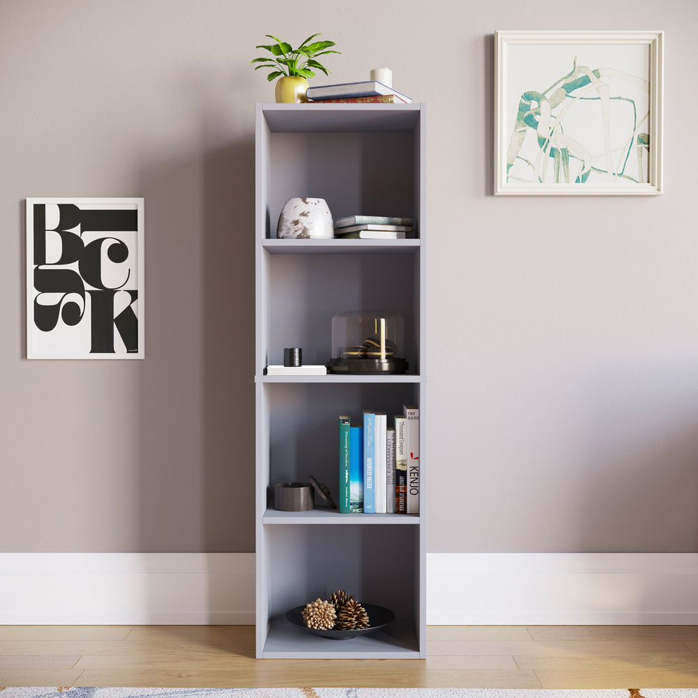 Vida Designs Oxford 4 Shelf Grey Cube Bookcase Image 4