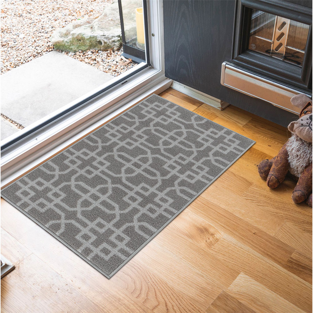 Desire Rugs Havana Dark Grey Cubed Trellis Anti Slip Door Mat 90 x 57cm Image 2