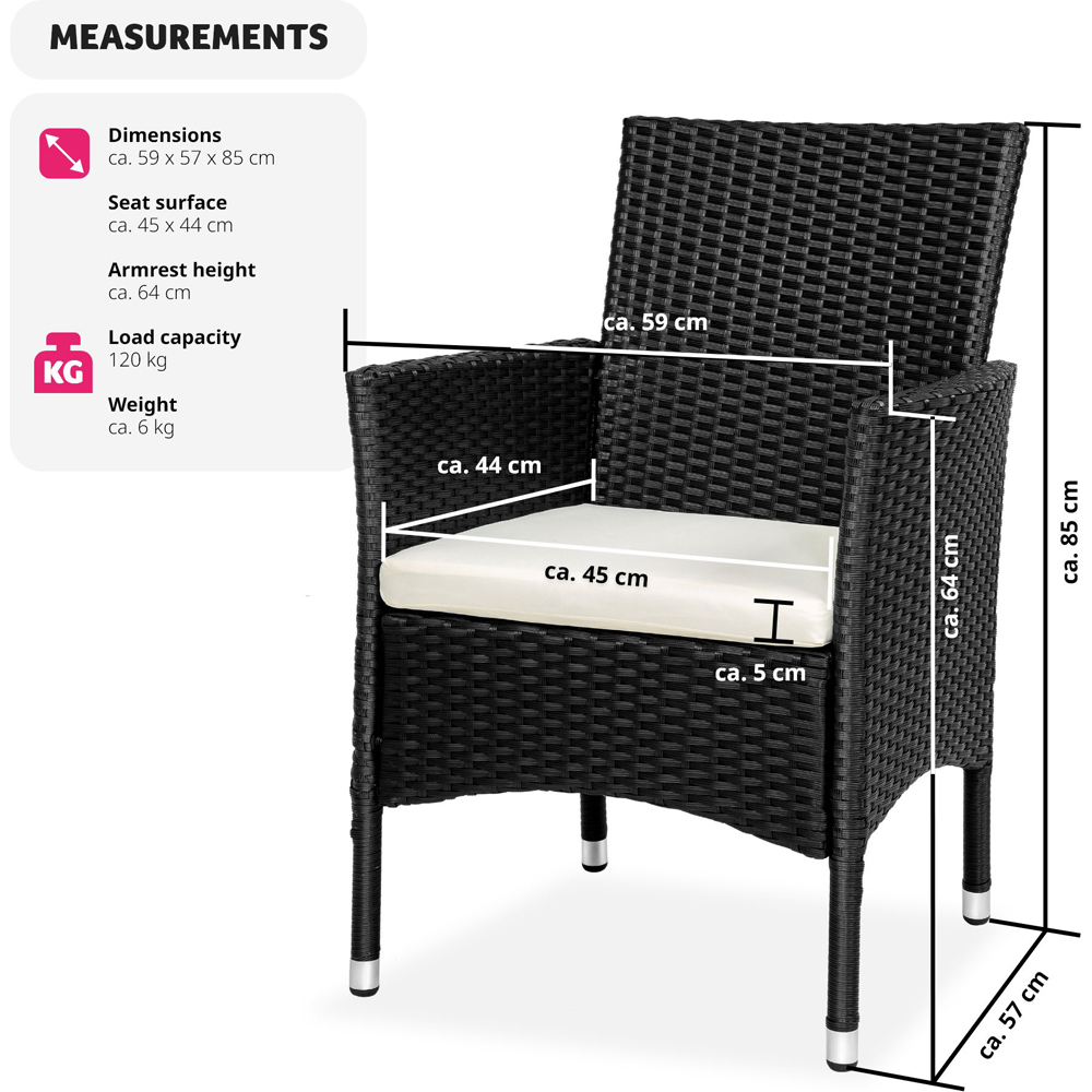 tectake Nantes Set of 2 Black and Beige Polyrattan Garden Chair Image 8