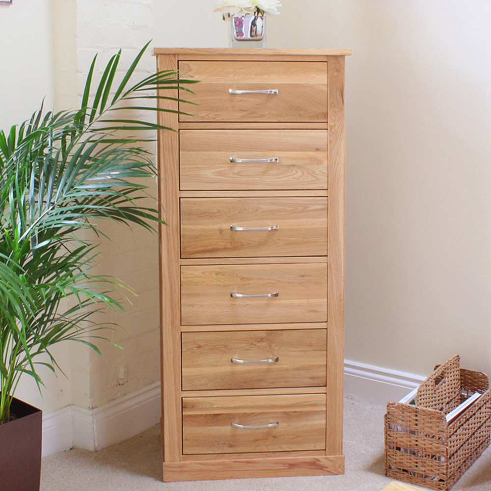 Baumhaus Mobel 6 Drawer Oak Tallboy Chest of Drawers Image 3