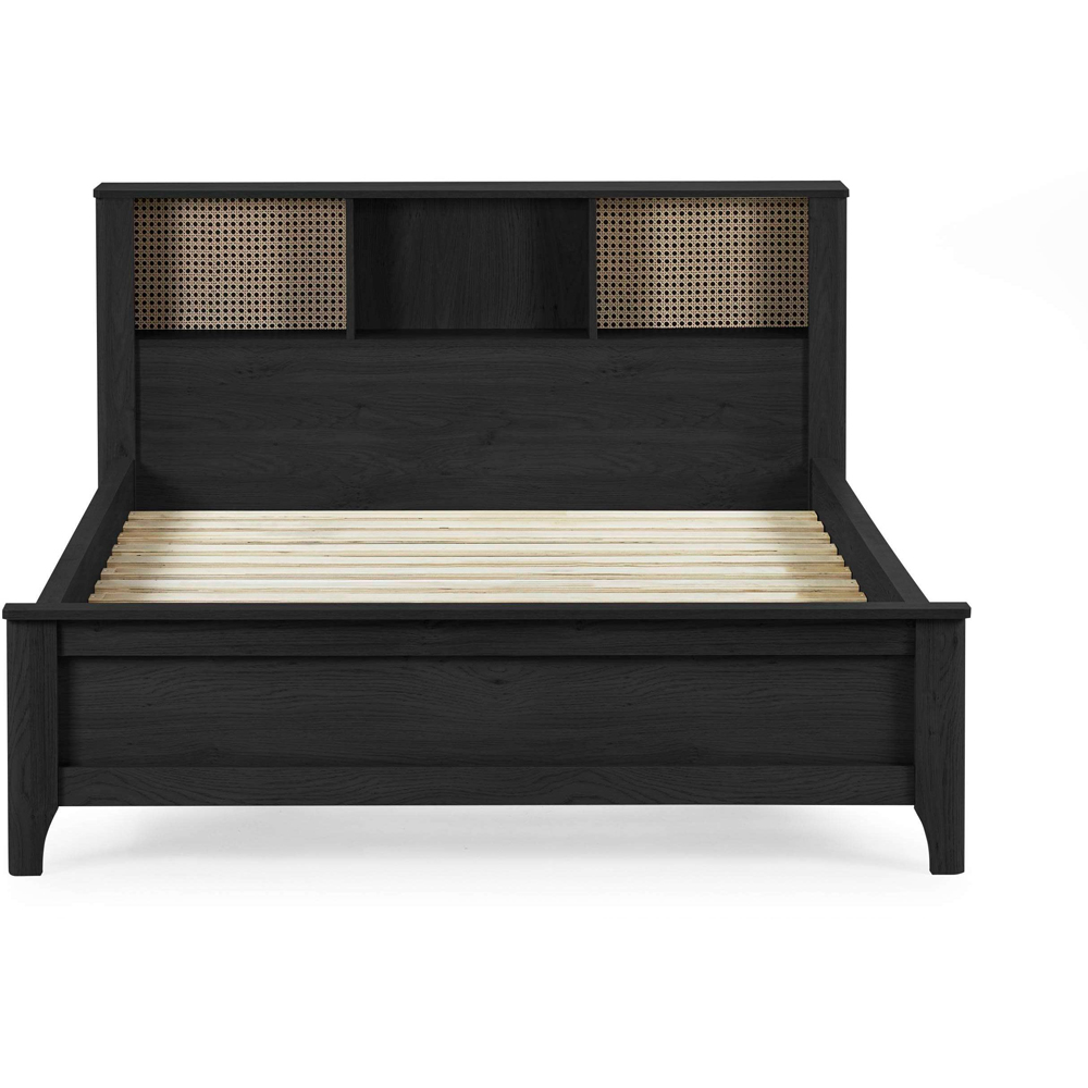 Julian Bowen Sydney Double Black Ash Effect Rattan Print Bookcase Bed Frame Image 4