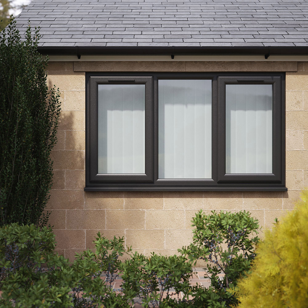 Crystal Black and White LH and RH Side Hung Fixed Centre Clear Double Glazed Window 1770 x 1115mm Image 5