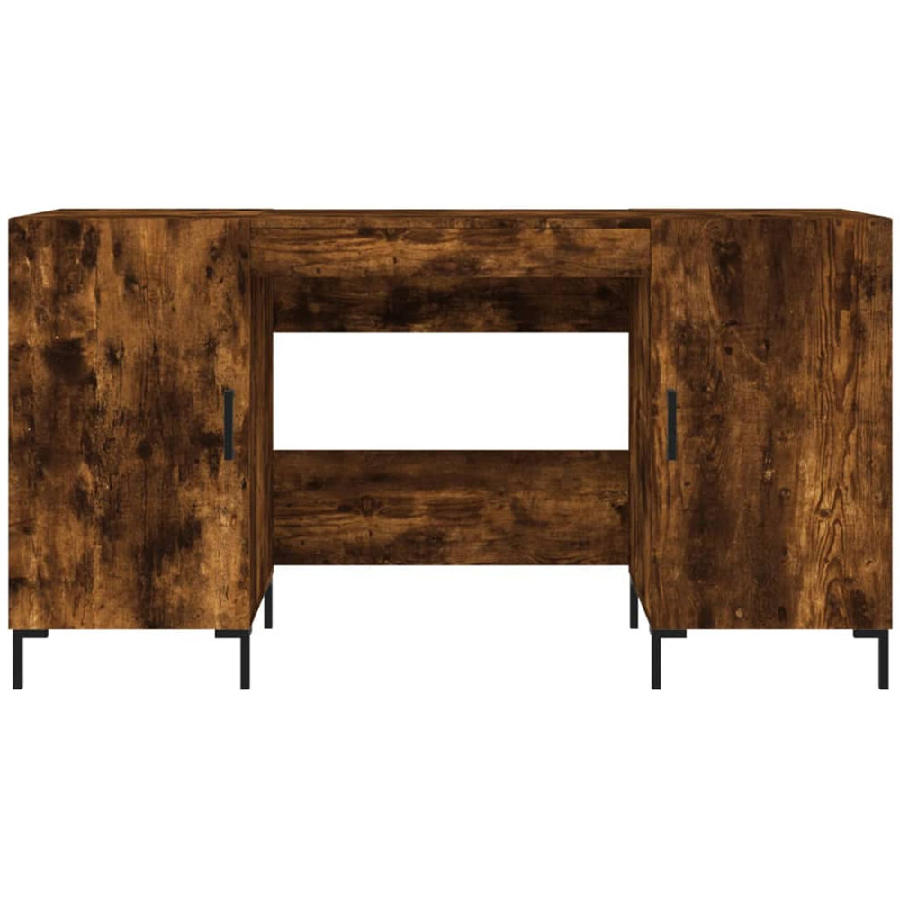 vidaXL 2 Door Computer Desk Smoked Oak and Black Image 6