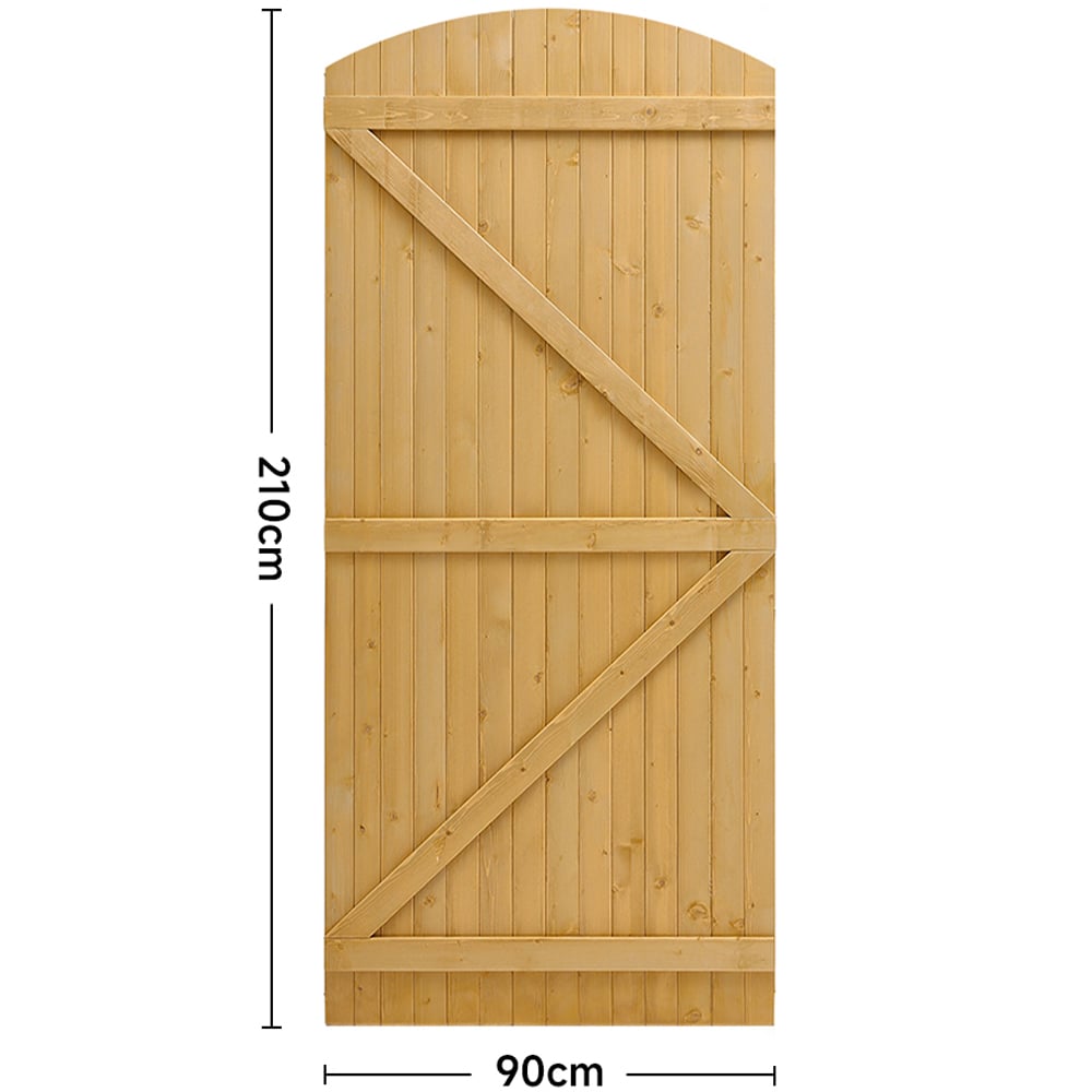 Living and Home 2.9 x 6.8ft Semi Braced Arched Top Wooden Garden Gate Image 8
