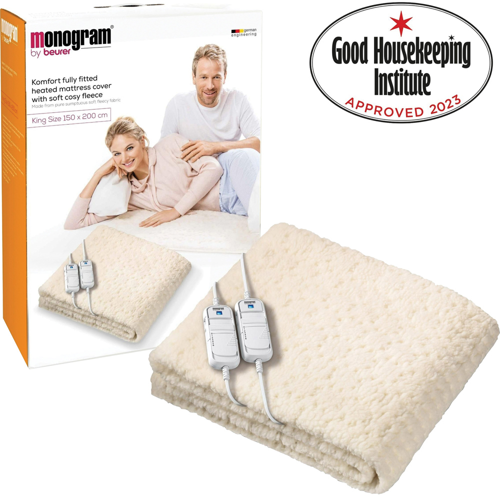 Beurer Monogram Komfort King Size Cream Fitted Heated Mattress Cover with Dual Controller Image 2