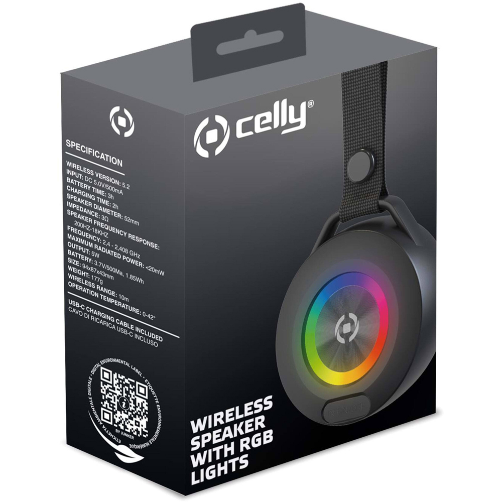 Celly Lightbeat Black Wireless Speaker with RGB Light Image 2