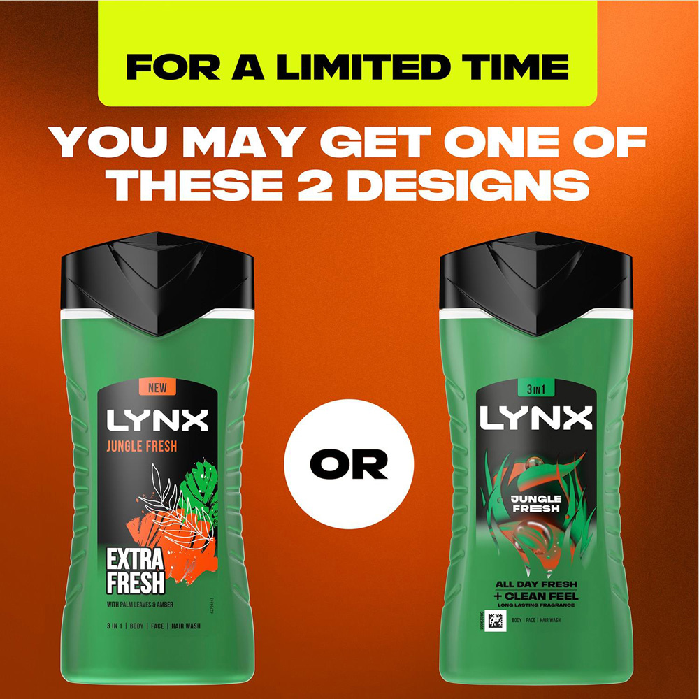 Lynx Jungle Fresh Palm Leaves and Amber 12H Refreshing Fragrance Shower Gel 225ml 3 Pack Image 3