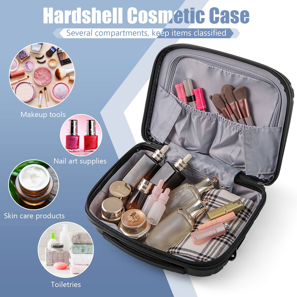 Costway Set of 2 Black Cosmetic Case Luggage Set Image 5