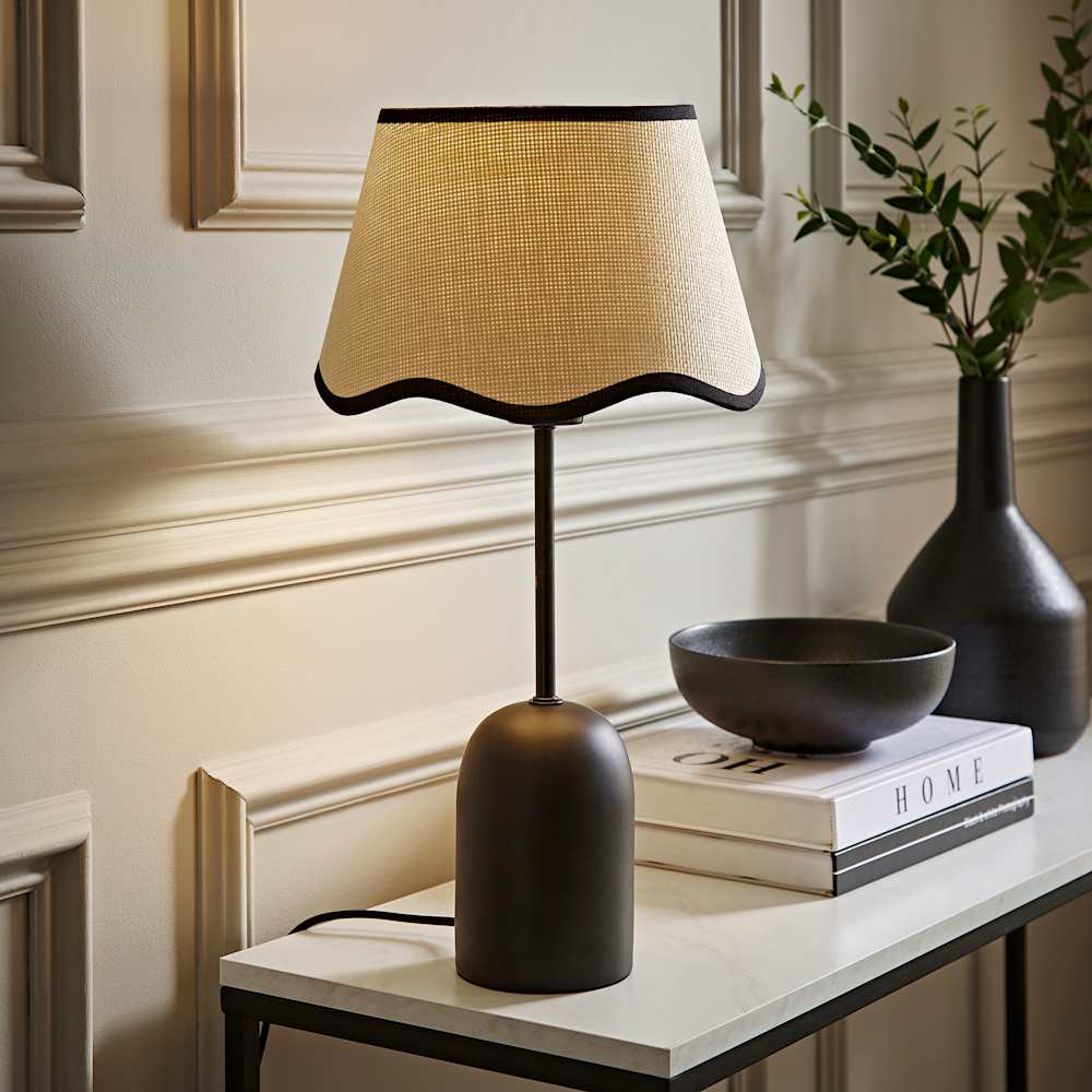 ValueLights Kaiden Black Scallop Trim Shade Dome Table Lamp Image 6