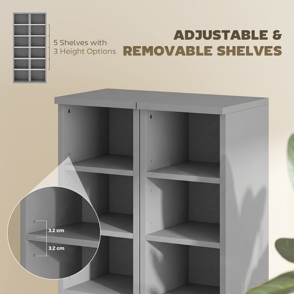 Portland 6 Shelf Light Grey Adjustable CD Storage Unit Set of 2 Image 5