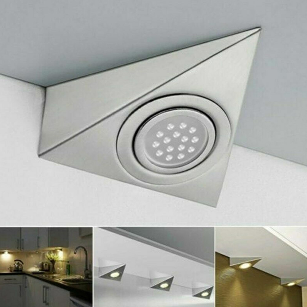 ATEK Cool White LED Silver Triangle Under Cabinet Light 3 Pack Image 2