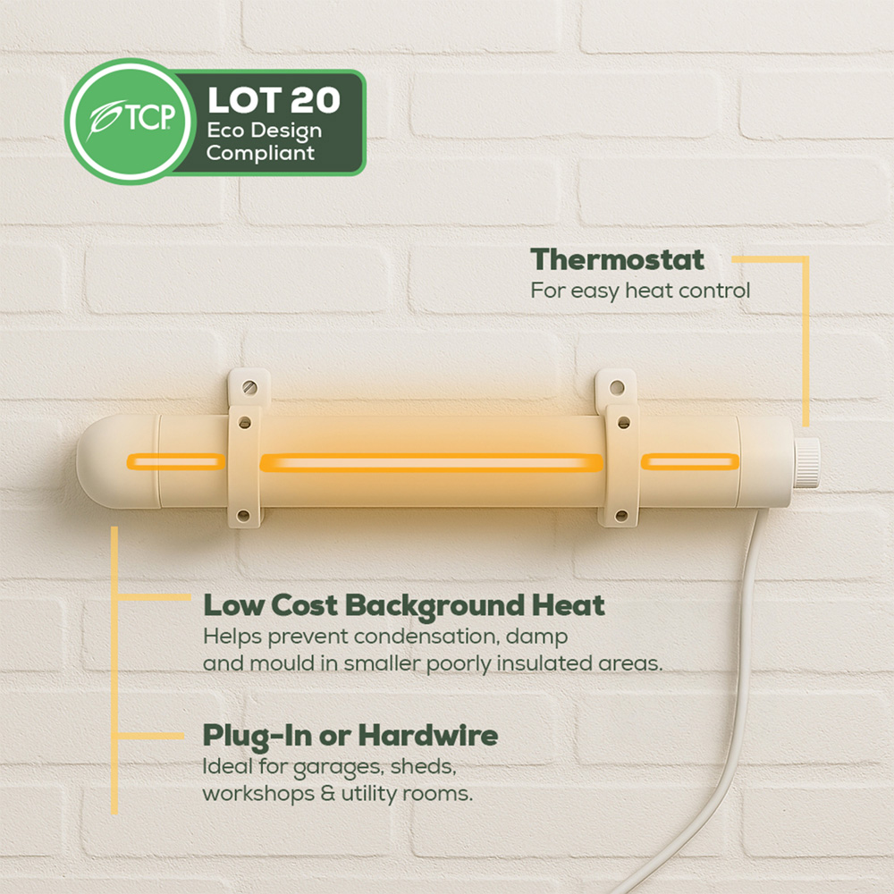 TCP White Tubular Heater with Built-in Thermostat 60W Image 8