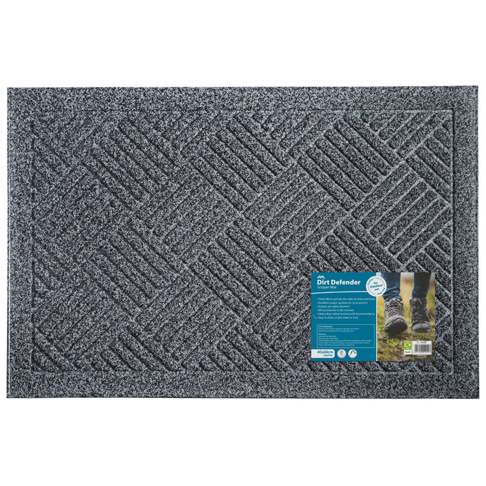 JVL Dirt Defender Grey Square Door Mat 40 x 60cm 2 Pack Image 4
