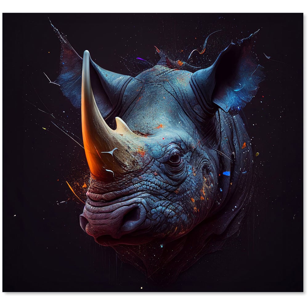 Warren Reed Designer Splashart Rhino Face Glass Kitchen Splashback 65 x 70cm Image 2