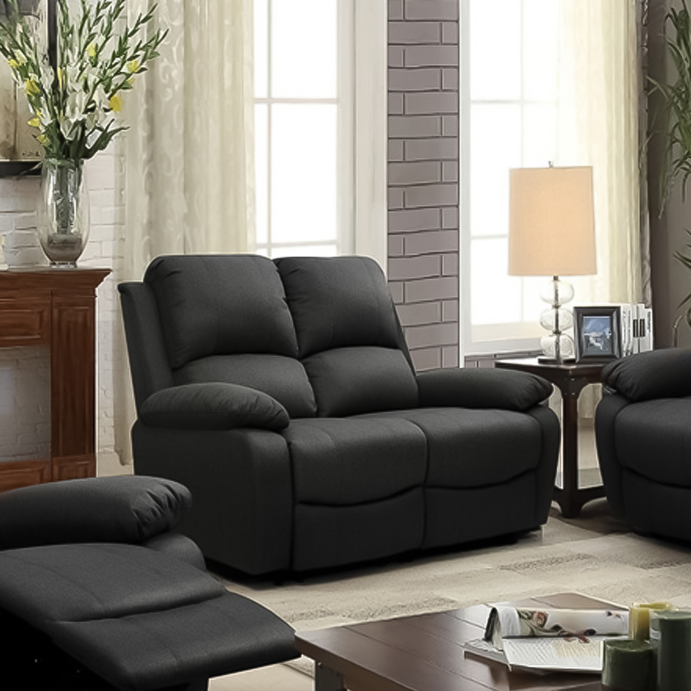 Brooklyn 6 Seater Dark Grey Luxury Fabric Manual Recliner Sofa Set Image 3
