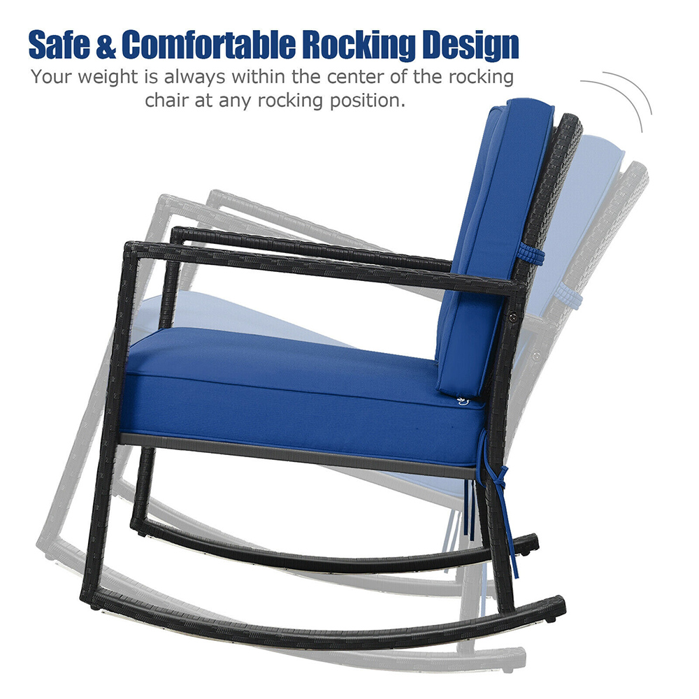 Costway Navy Rattan Rocking Chair Image 7