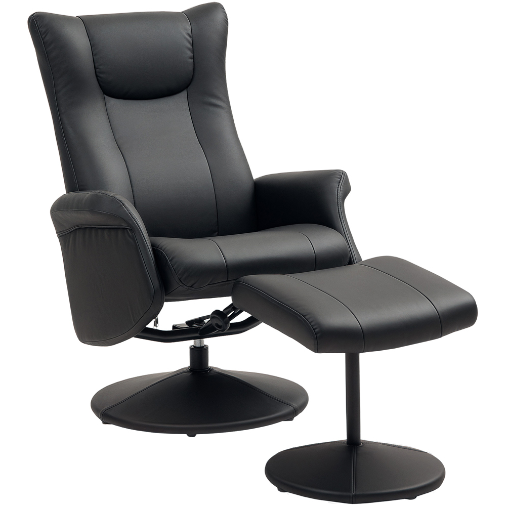 Portland Black Swivel Recliner Chair with Footstool Image 2