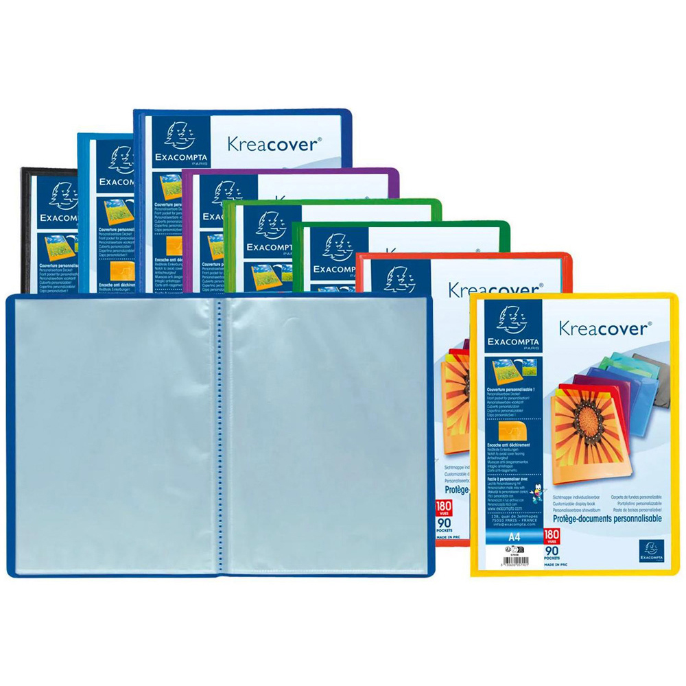 Exacompta Kreacover A4 Multicolour 90 Pocket Display Book 8 Pack Image 5