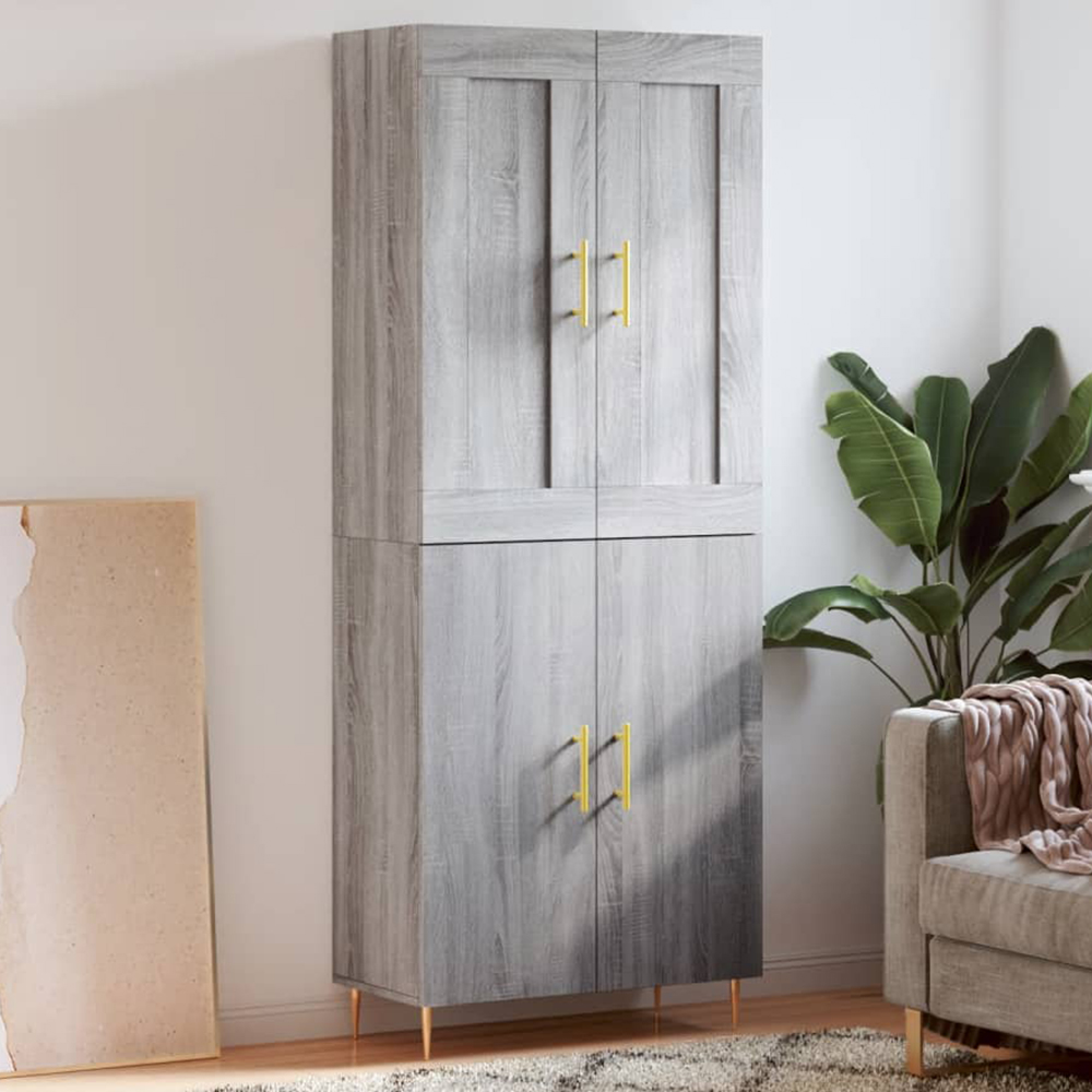 vidaXL 4 Door Grey Sonoma Highboard Image 1