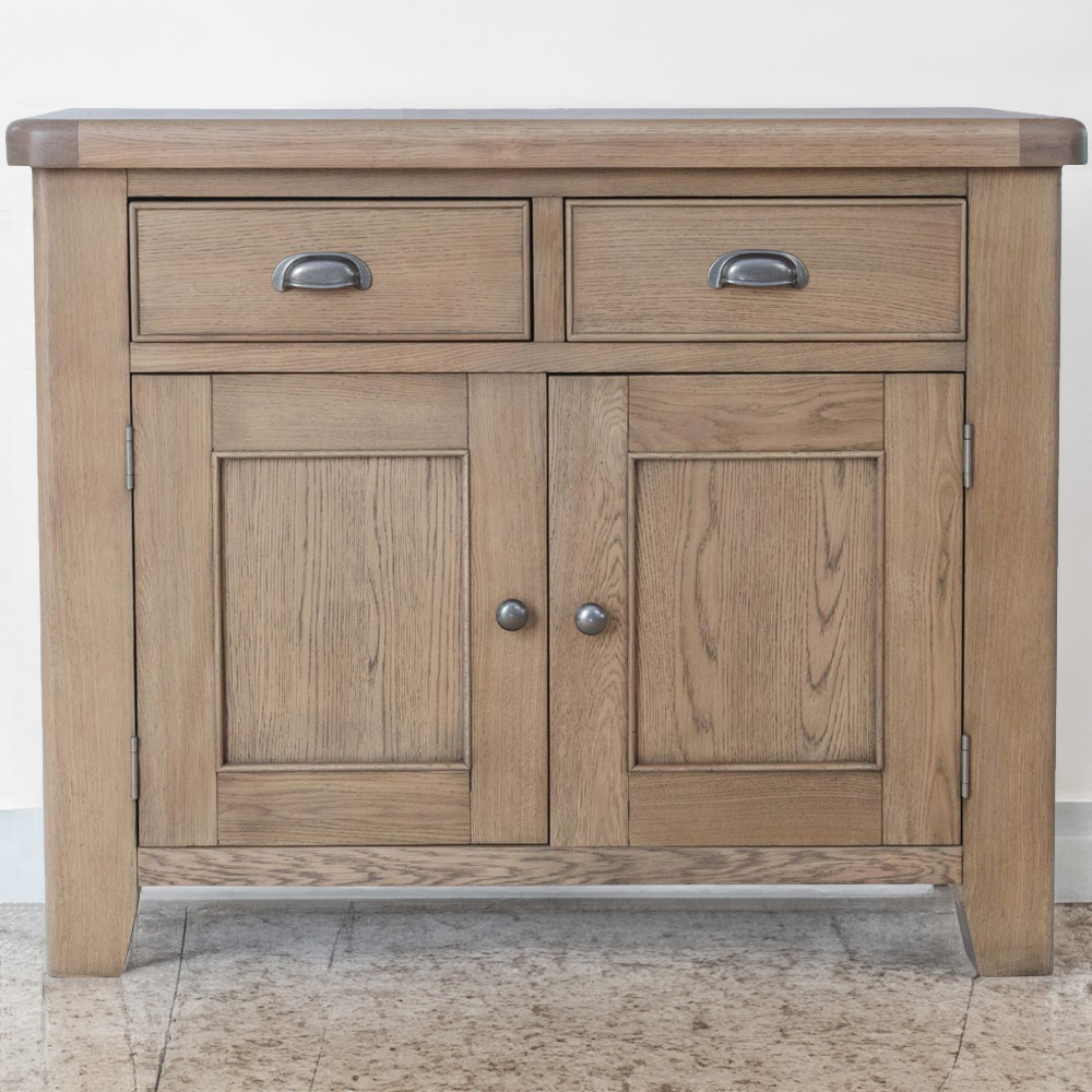 Home Source Holcombe 2 Door 2 Drawer Oak Veneer Solid Wood Sideboard Image 1