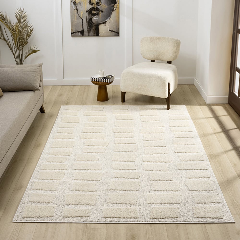 Desire Rugs Isabella Cream Embossed Cobble Rug 120 x 170cm Image 2