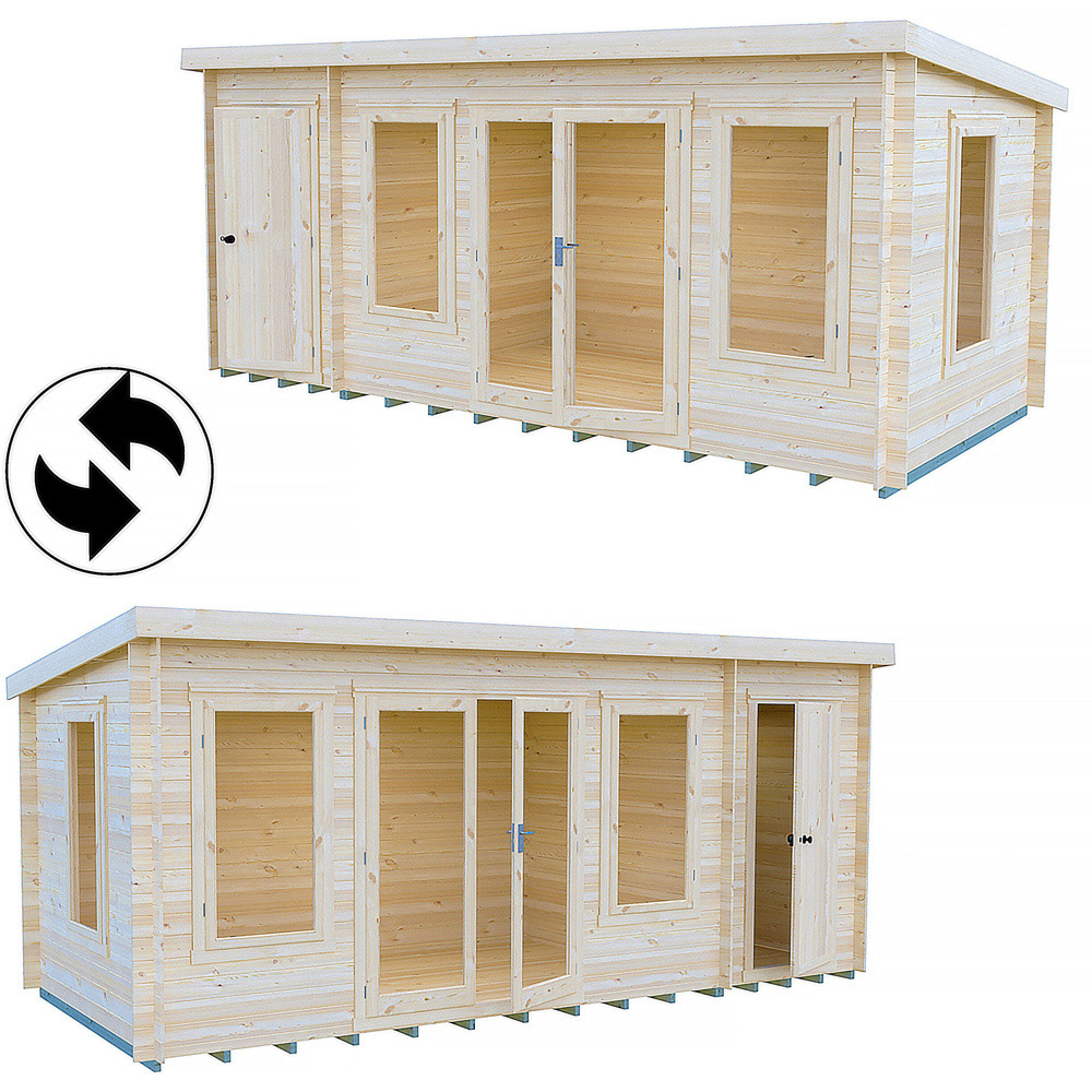 Shire Elm 8 x 17ft Contemporary Style Dual-Purpose Pent Log Cabin with Integral Storage Image 6