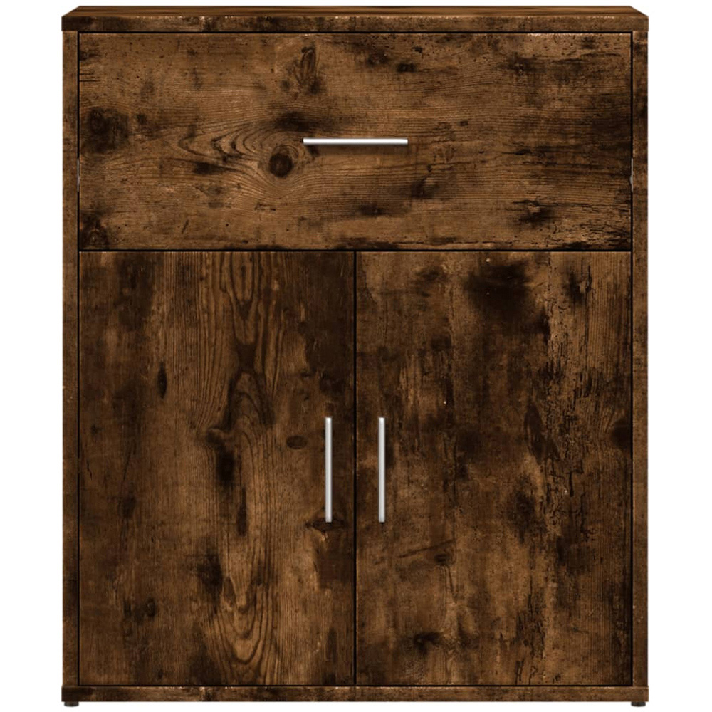 vidaXL 2 Door Single Drawer Smoked Oak Sideboard Set of 2 Image 3
