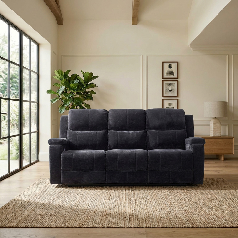 Ledbury 3 Seater Recliner Sofa Black Image 2