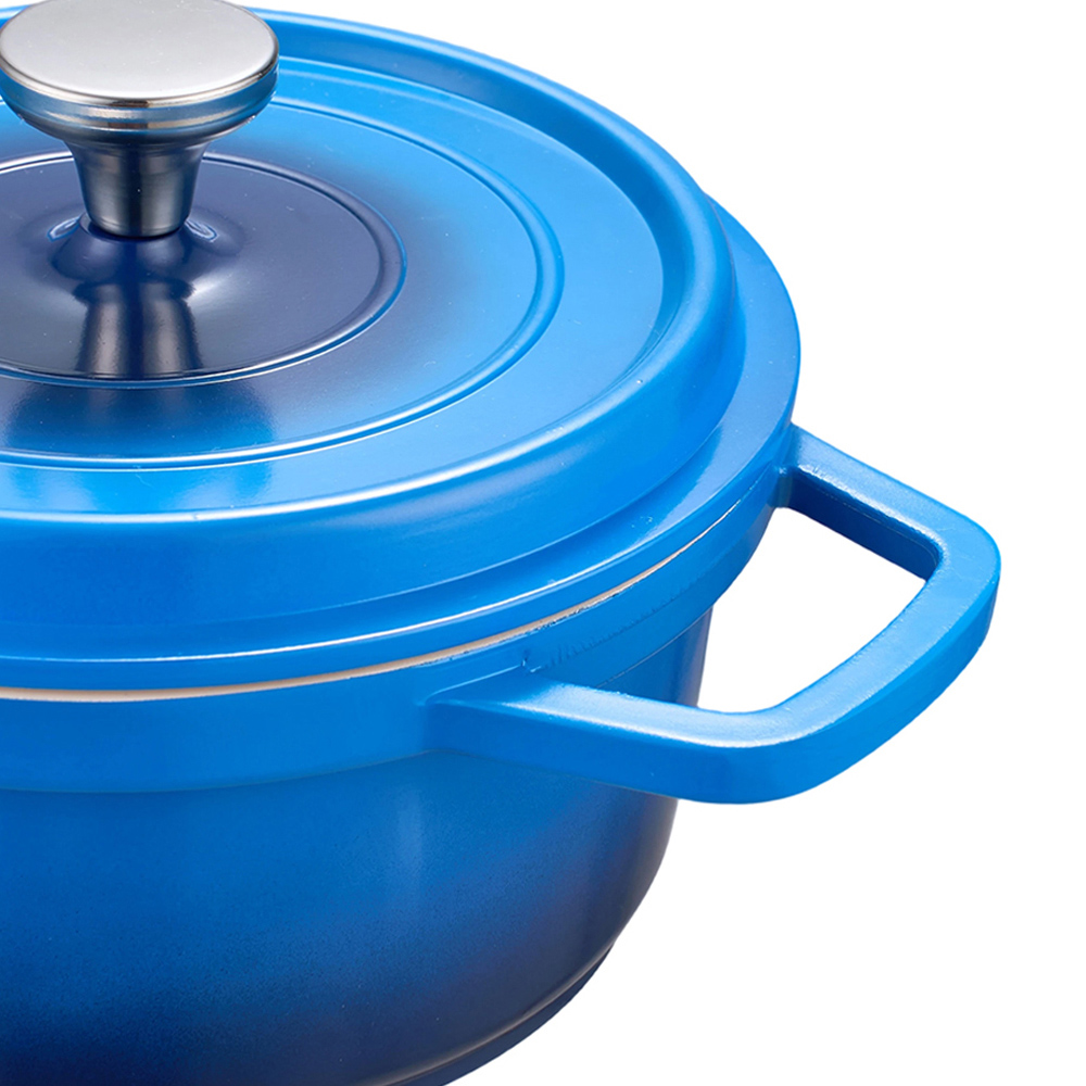 Living and Home 2.75L Blue Non-Stick Cast Aluminium Enamelled Cooking Pot with Lid Image 6