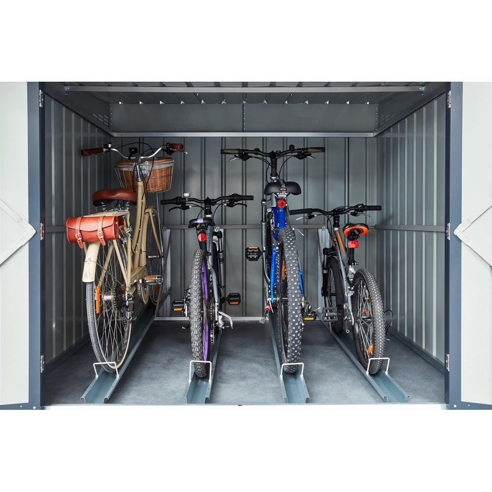 Globel 6 x 6ft 2 Door Grey Metal Pent Bike Shed Image 7