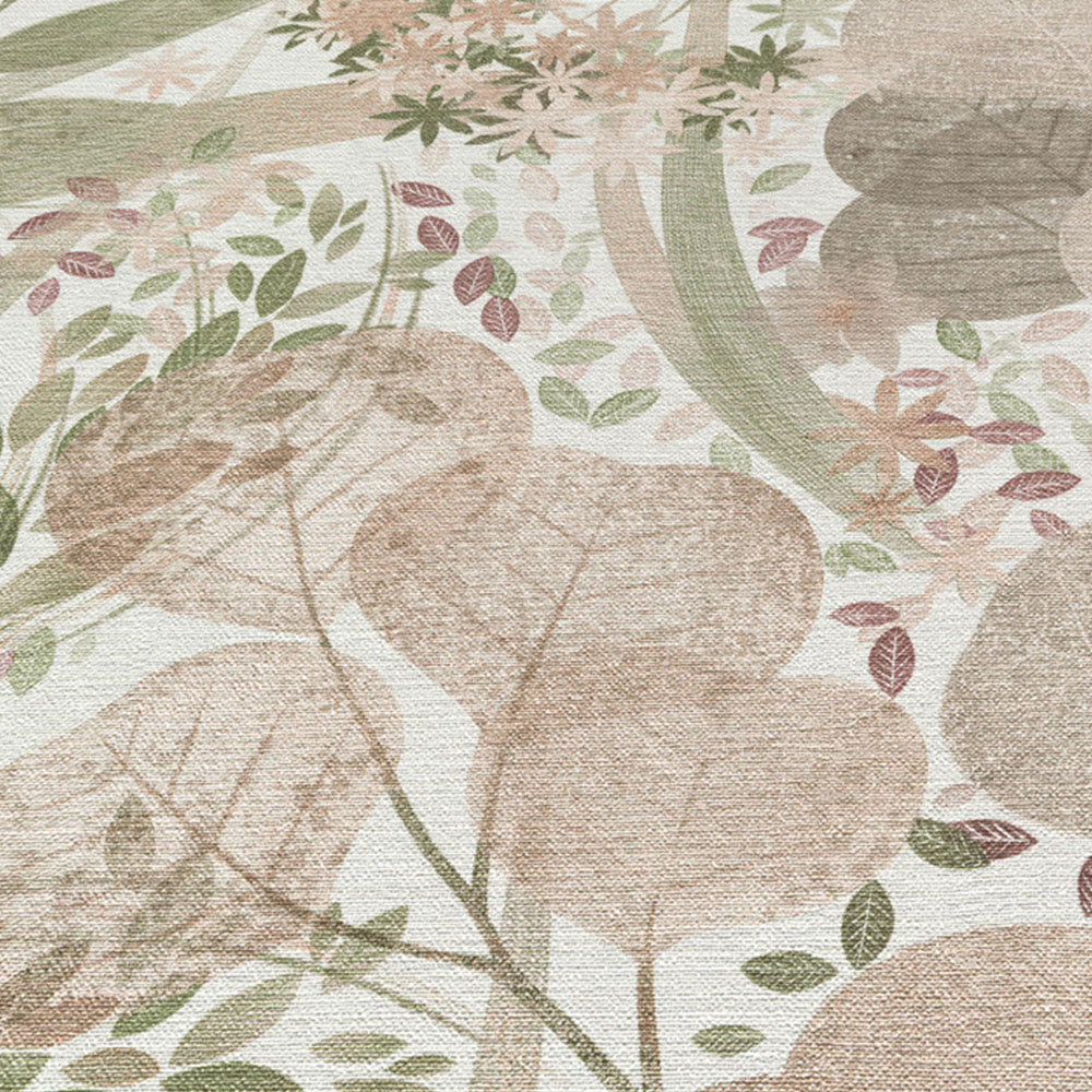 Erismann Secret Grove Pink and Green Wallpaper Image 3
