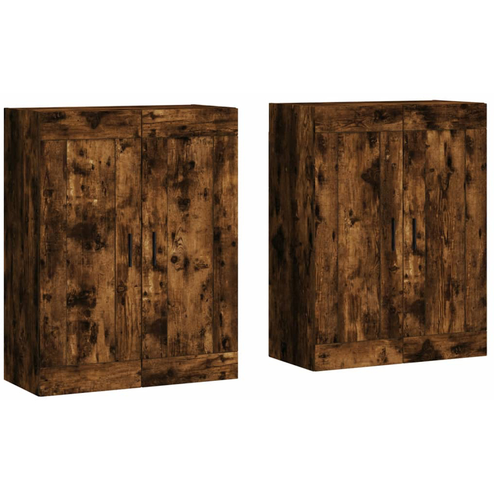 vidaXL 2 Door Brown Smoked Oak Wall Mounted Cabinet 2 Pack Image 2