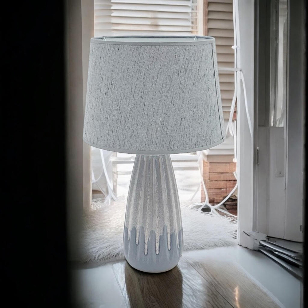 Acacia Home Grey Hand Finished Ceramic Table Lamp Image 2