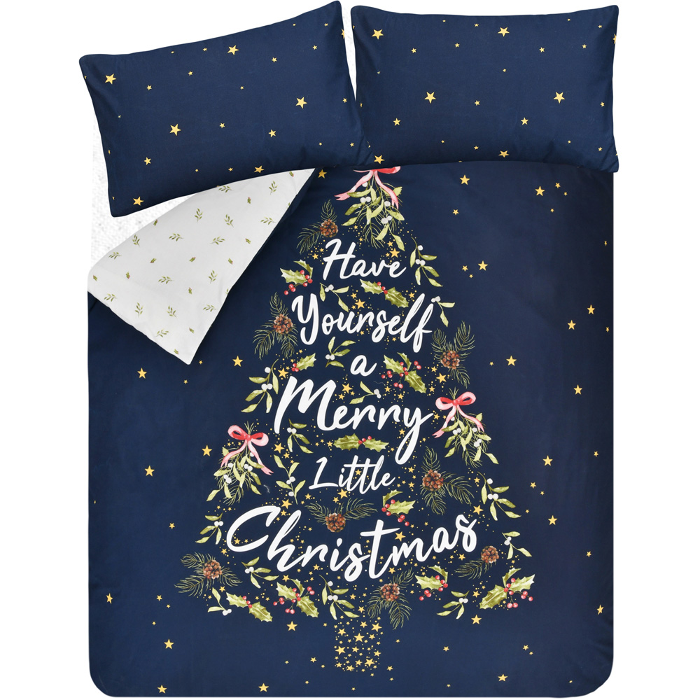 Smart Living Double Navy Merry Christmas Sparkle Tree Duvet Cover Set Image 8