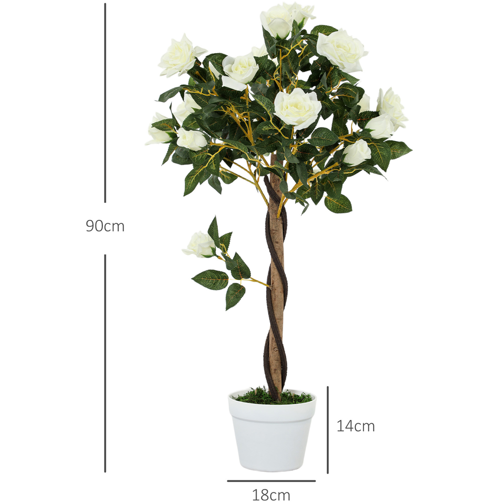 Portland White Rose Artificial Tree in Pot 90cm 2 Pack Image 9