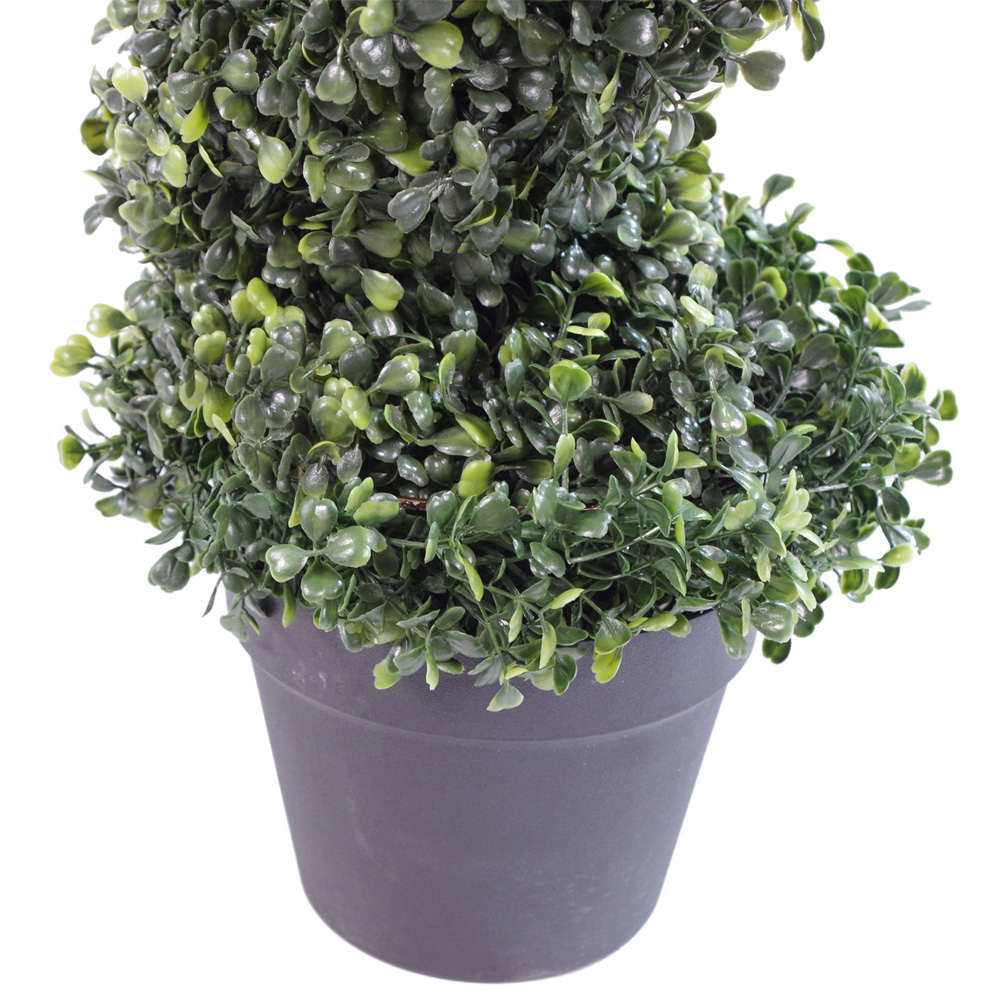 Leaf Boxwood Spiral Topiary Artificial Tree Pot 3ft Image 3