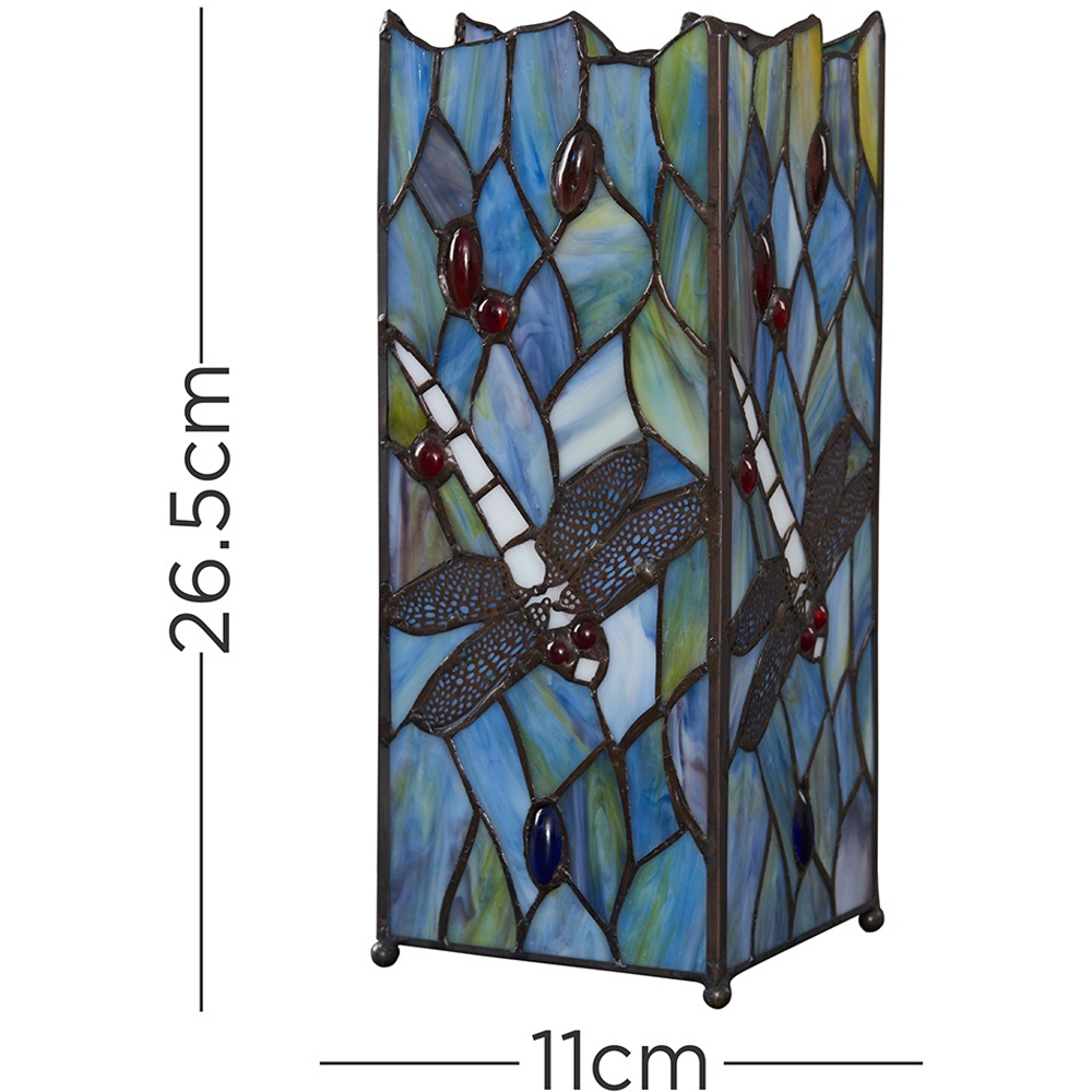 ValueLights Tiffany Inspired Decorative Dragonfly Square Glass Table Lamp Image 7