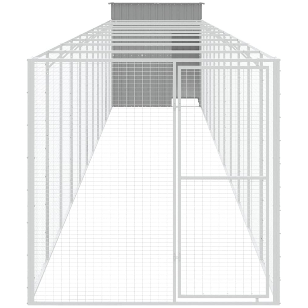 vidaXL Light Grey Steel Dog House with Run 165 x 1271 x 181cm Image 2