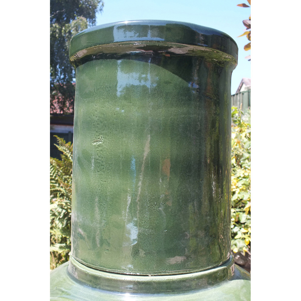 Gardeco Asteria Glazed Green Chimalin Advanced Fire Clay Chimenea XL with Lid and Stand Image 4