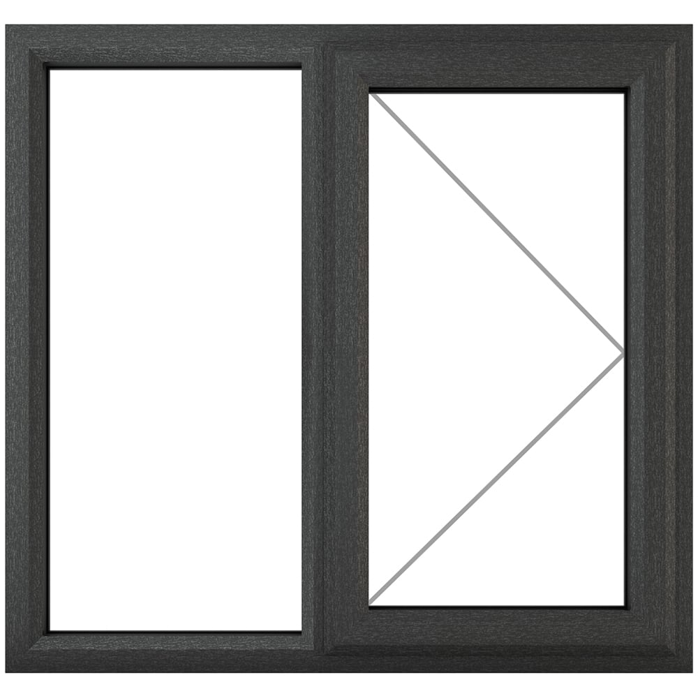 Crystal uPVC Double Glazed Window RH Side Hung Next to a Fixed Grey White Clear Glass 905x965mm Image 2